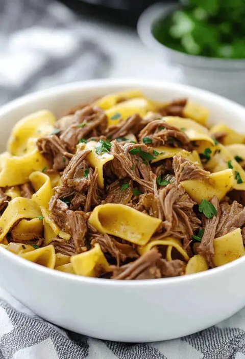 Crockpot Mississippi Beef And Noodles