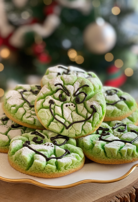 Grinch Crinkle Cookies