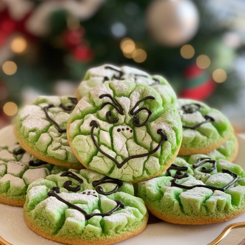Grinch Crinkle Cookies