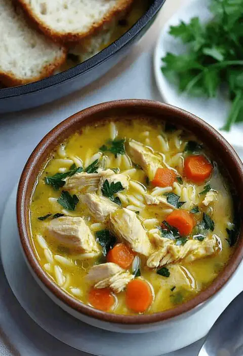 Lemon Chicken Orzo Soup