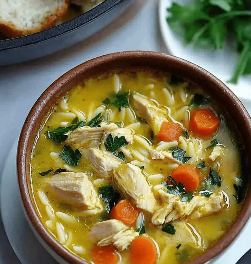 Lemon Chicken Orzo Soup