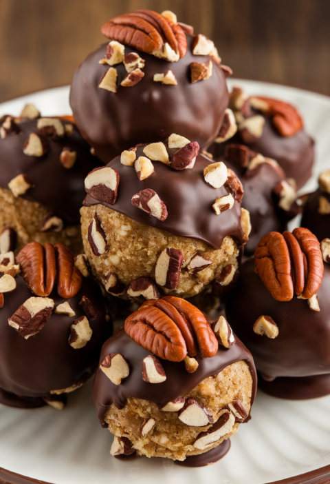 No Bake Pecan Pie Balls With Chocolate Coating