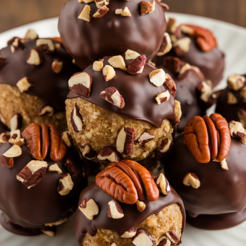 No Bake Pecan Pie Balls With Chocolate Coating