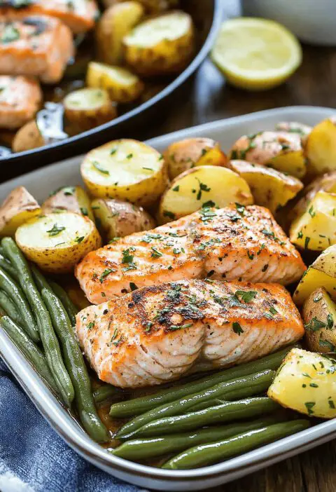 Sheet Pan Salmon With Green Beans Potatoes