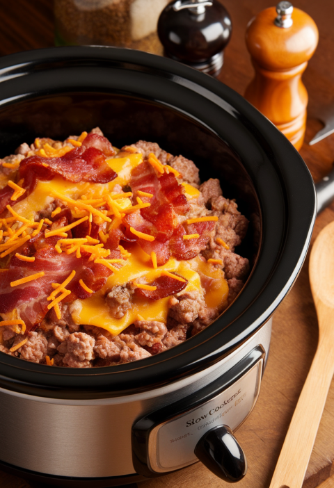 Slow Cooker Bacon Cheeseburger Dip