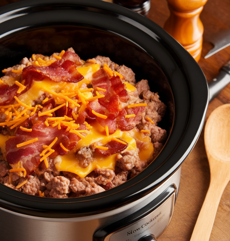 Slow Cooker Bacon Cheeseburger Dip