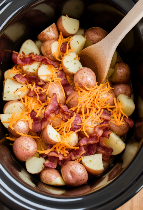 Slow Cooker Cheesy Bacon Ranch Potatoes