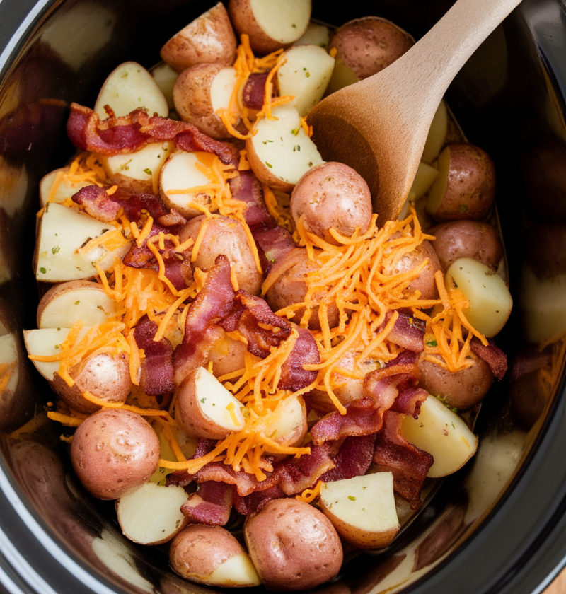 Slow Cooker Cheesy Bacon Ranch Potatoes