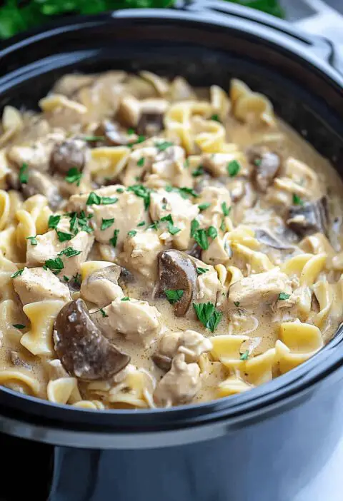 Slow Cooker Chicken Stroganoff