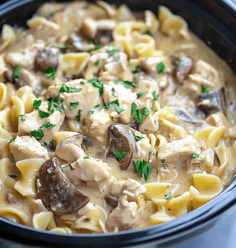 Slow Cooker Chicken Stroganoff