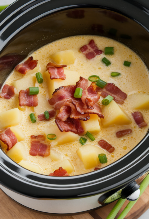 Slow Cooker Creamy Potato Bacon Soup