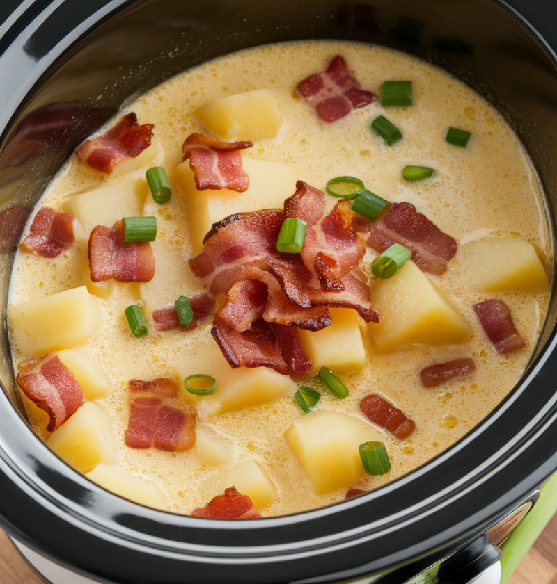 Slow Cooker Creamy Potato Bacon Soup