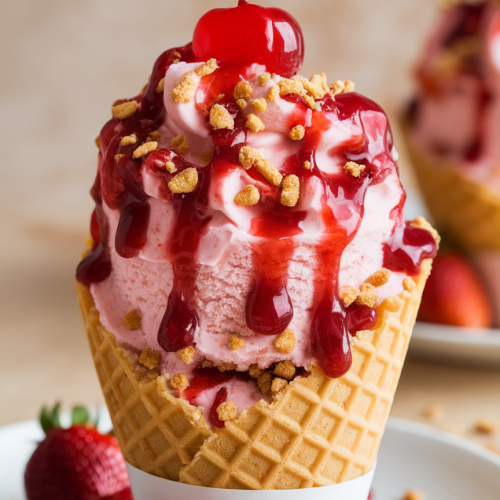 Strawberry Crunch Cheesecake Cones