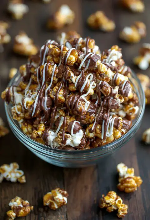 Chocolate Drizzled Caramel Corn Recipe