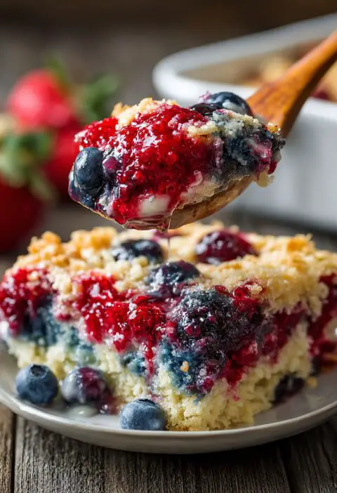 Red White & Blue Dump Cake Recipe