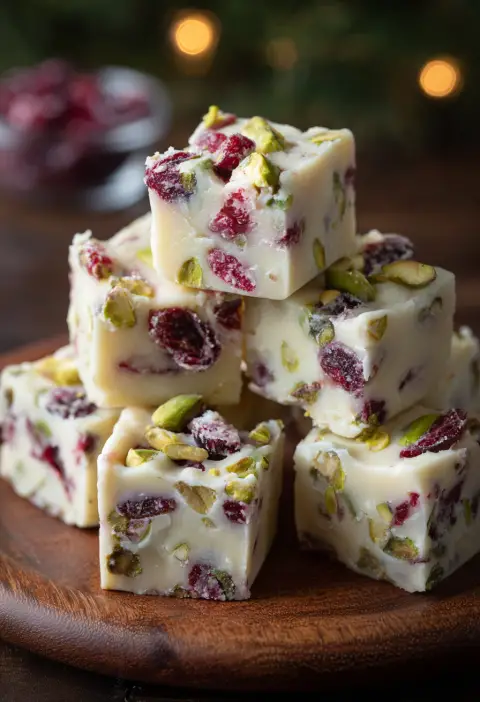 White Chocolate Cranberry Pistachio Fudge Recipe