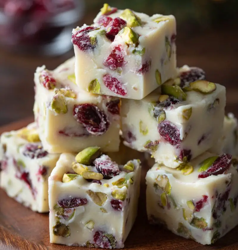 White Chocolate Cranberry Pistachio Fudge Recipe