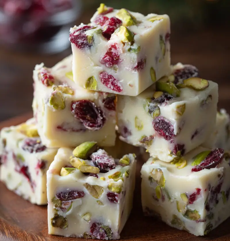 White Chocolate Cranberry Pistachio Fudge Recipe