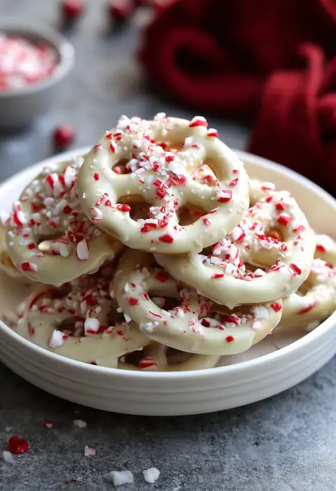 White Chocolate Peppermint Pretzels Recipe