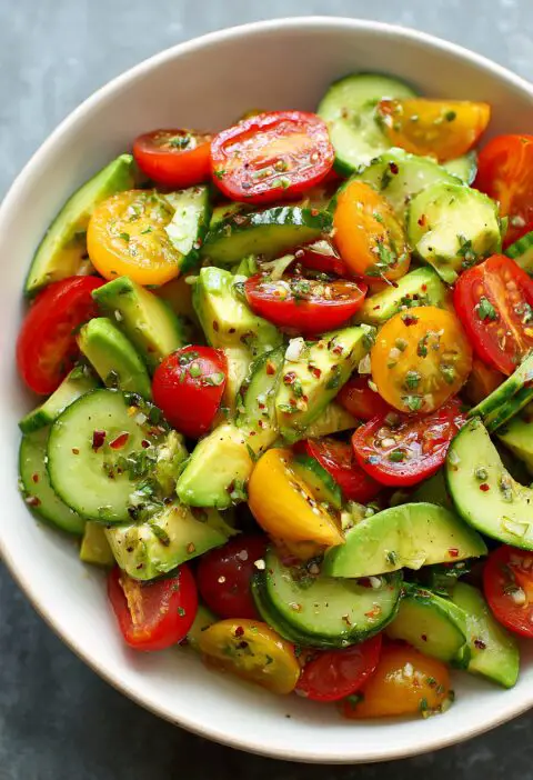 Cucumber Tomato Avocado Salad Recipe