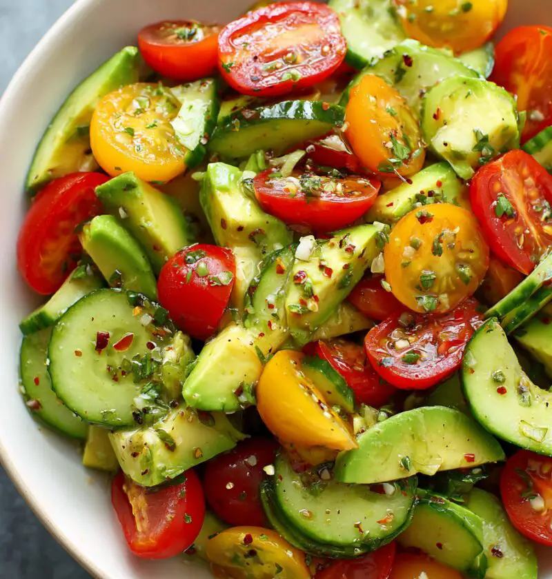 Cucumber Tomato Avocado Salad Recipe
