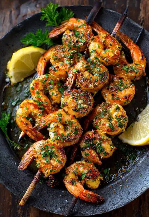 Garlic Butter Shrimp Skewers Recipe