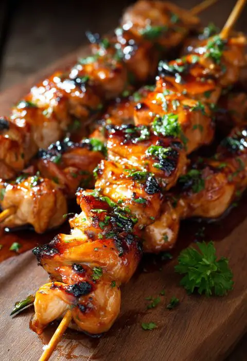 Honey Garlic Chicken Skewers Recipe