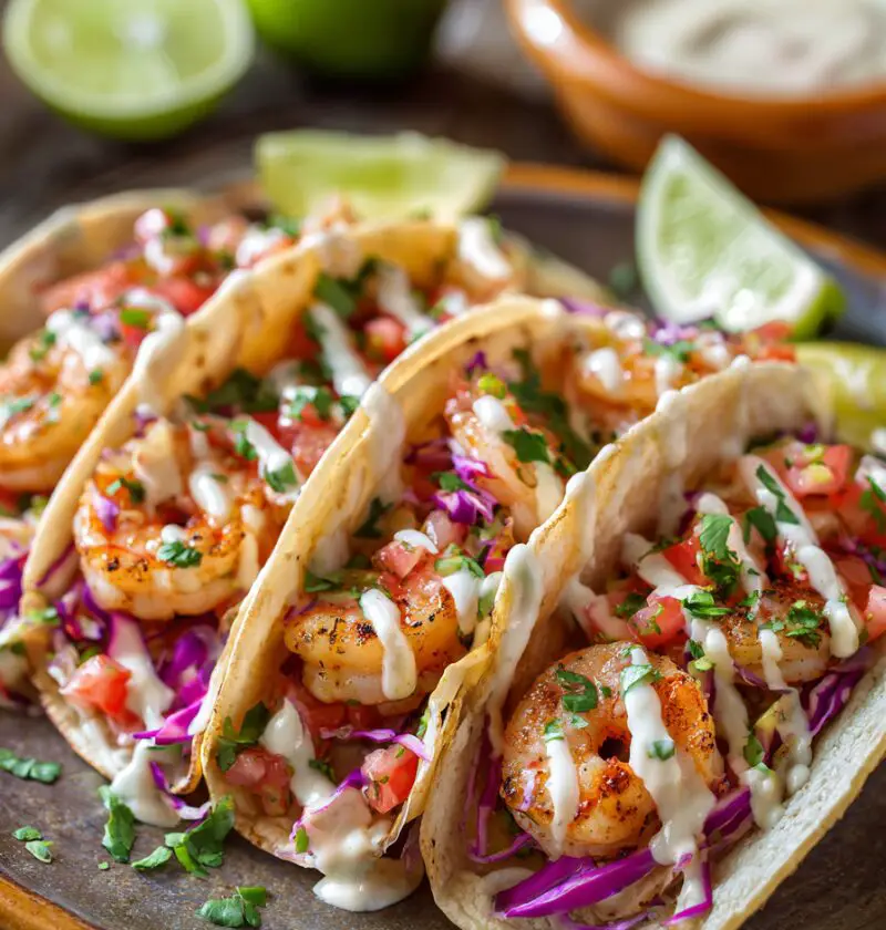 Shrimp Tacos With Lime Crema Recipe