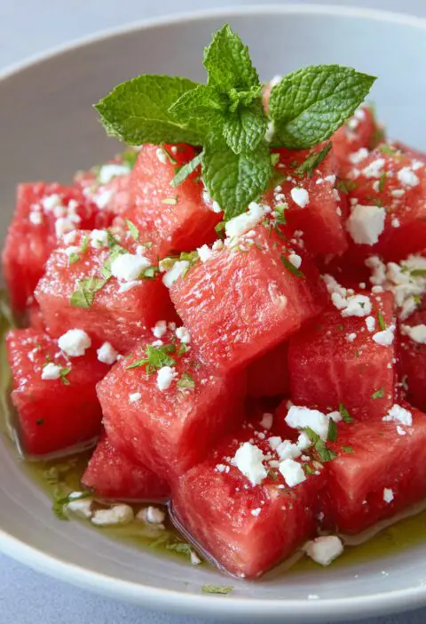 Watermelon Feta Mint Salad Recipe