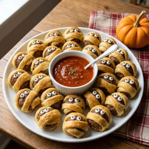 Mummy meatballs with marinara