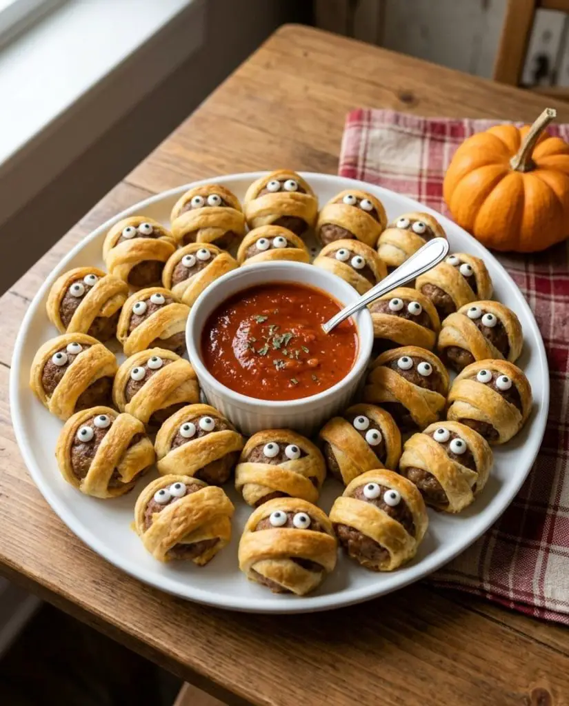 Mummy meatballs with marinara