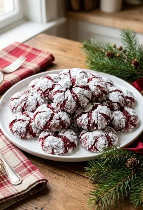Red velvet crinkle cookies