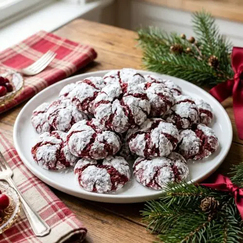 Red velvet crinkle cookies
