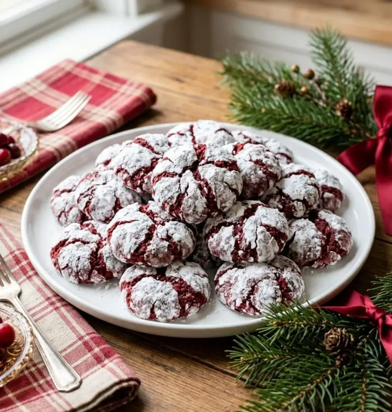 Red velvet crinkle cookies
