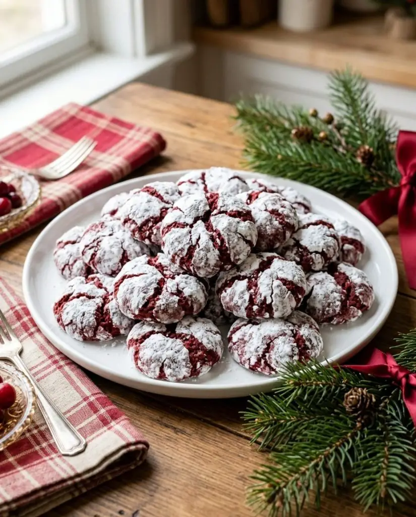 Red velvet crinkle cookies