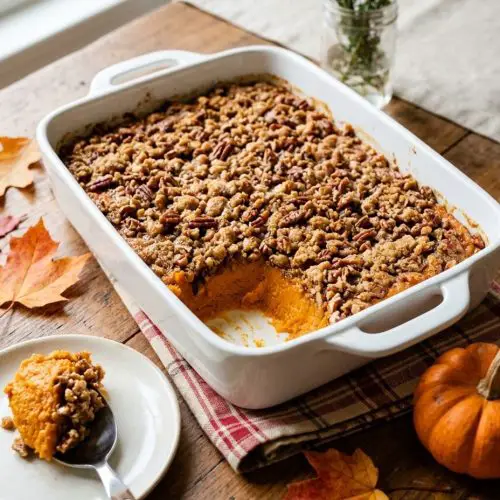 Sweet potato casserole with pecan topping