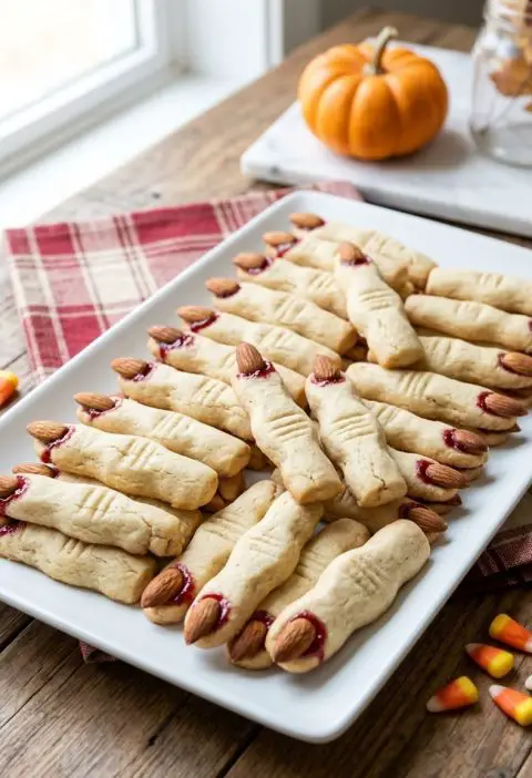 Witch finger cookies on a platter